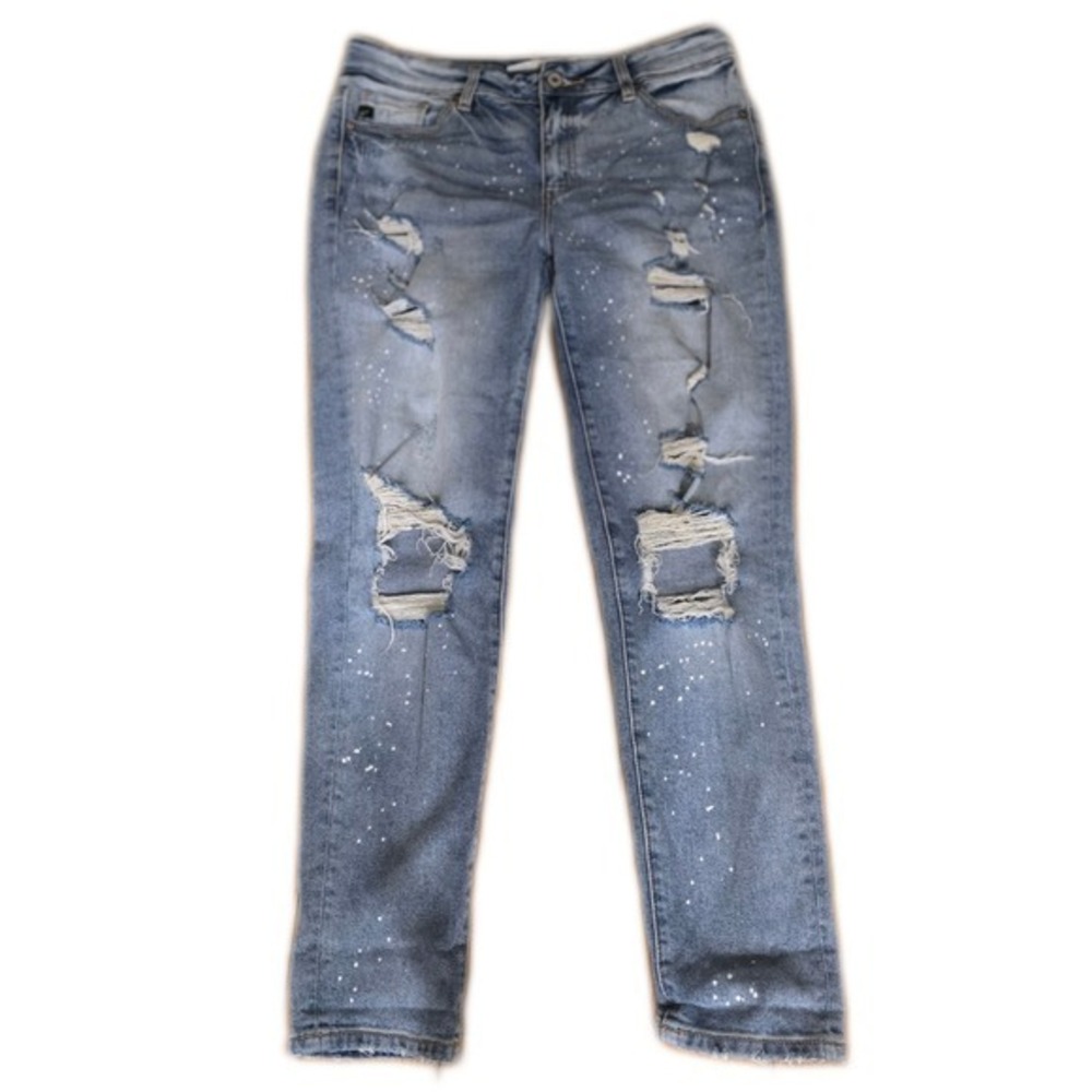KanCan Womens  Distressed‎ Paint Splatter Skinny Jeans  Size 5 26